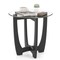 23.5 Inch Round End Side Table with Tempered Glass Tabletop for Living Room-Black